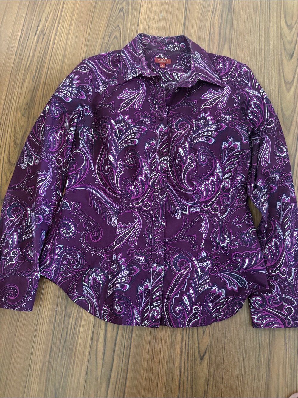 Talbots Purple Paisley Button-Front Shirt